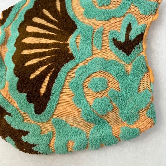 Free People Orange Teal Brown Tufted Embroidered Halter Top Mesh Cotton Blend - Picture 3 of 6